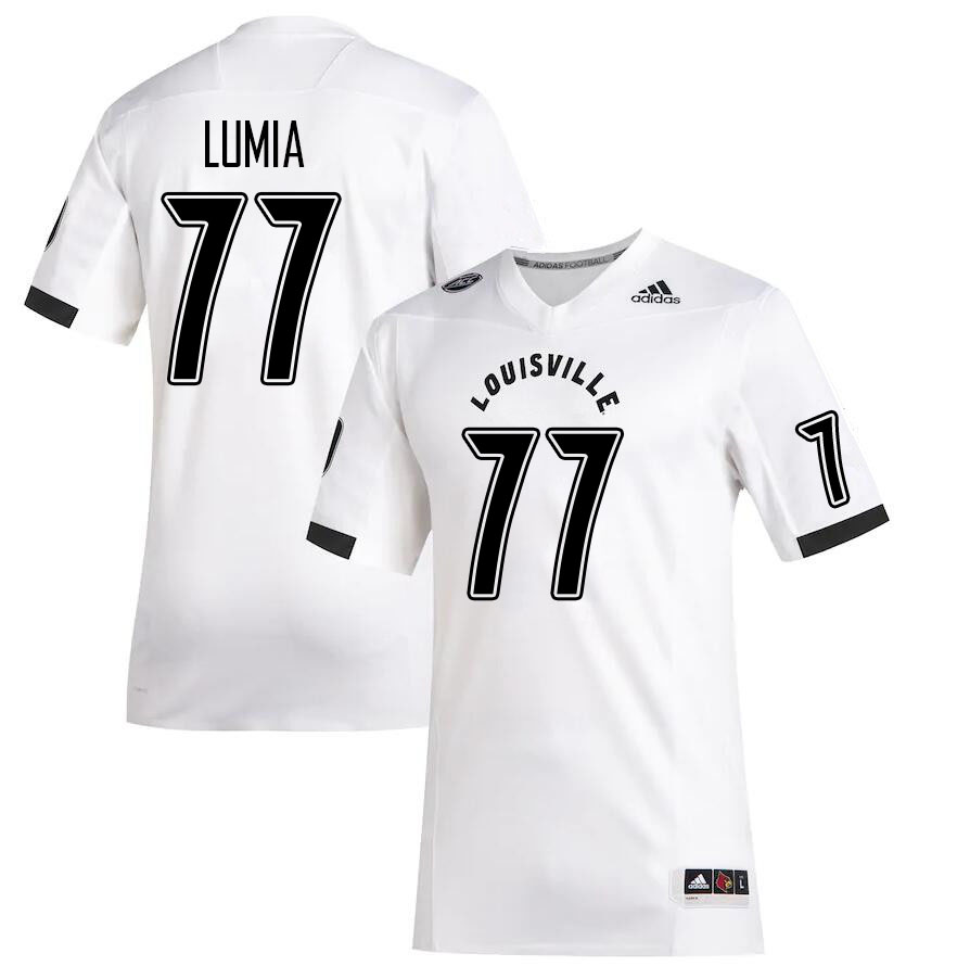Men #77 Vincent Lumia Louisville Cardinals College Football Jerseys Stitched Sale-White - Click Image to Close